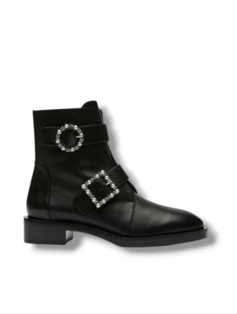 STUART WEITZMAN Ryder Pearl Geo Buckle Booties 9